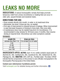 HomeoPet Leaks No More box back